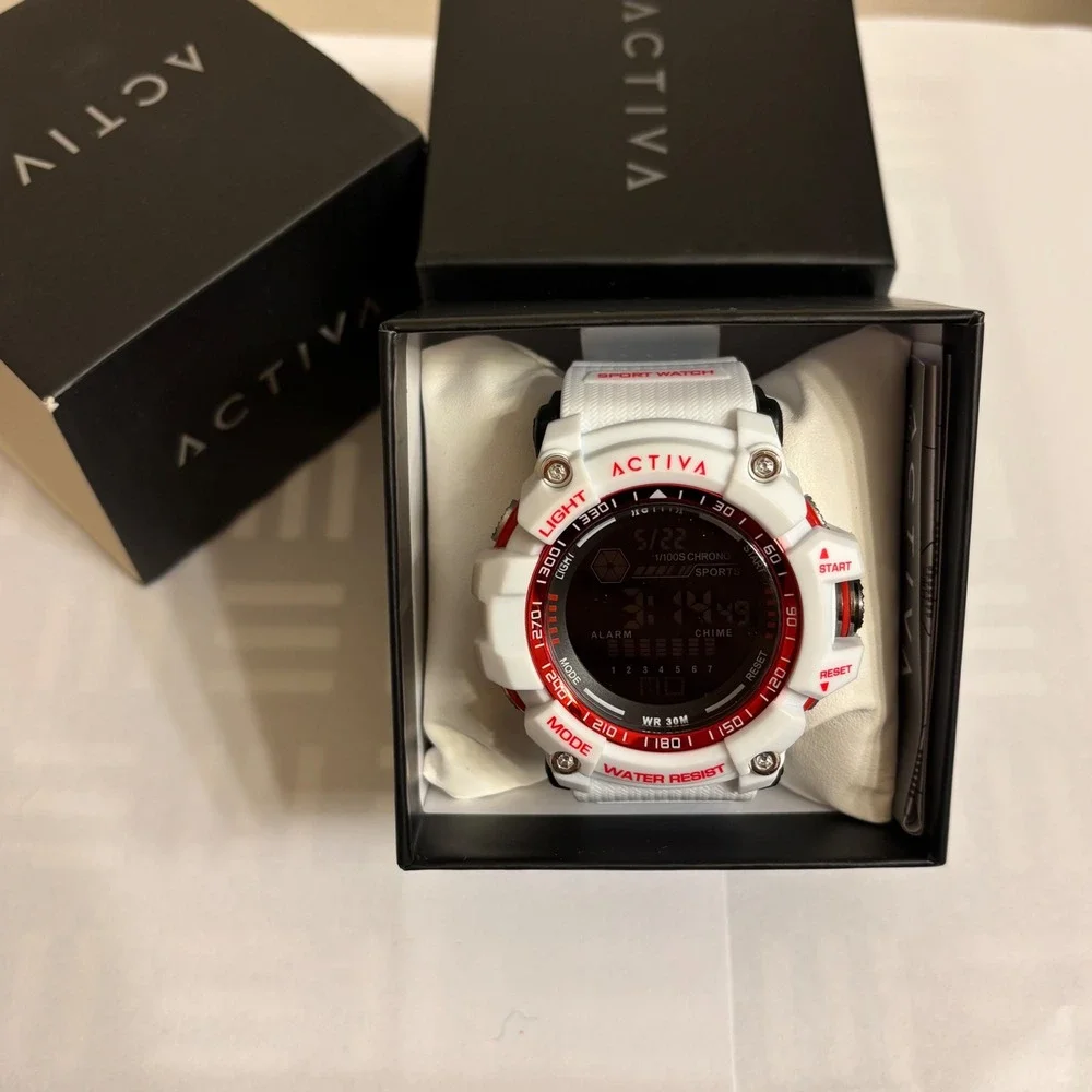 Activa Invicta Digital Mens Watch 56mm White Red Sports ACW8020-012 New